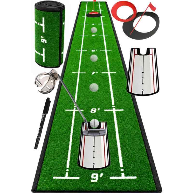 Gavit パット練習器具 5点セット パターマット ゴルフ練習マット パター練習カップ パッティングミラー ゴルフボールマーカー