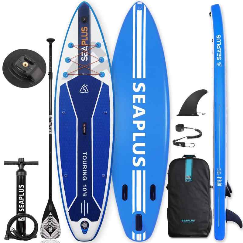 スタンドアップパドルボード SUPサップボード SEAPLUSサーフボード インフレータブ ルsapボード 釣り 長320cm 幅81cm 厚15cm L-BCカーボンパドル付き (Blue) (SUPセット-アルミニウム製パドル)