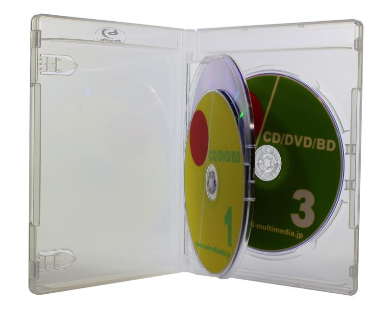 ブルーレイケース 3枚収納 クリア 3個G 14.5mm厚 Blu-rayDiscロゴ有 オーバルマルチメディア(OvalMultimedia)ブルーレイケース