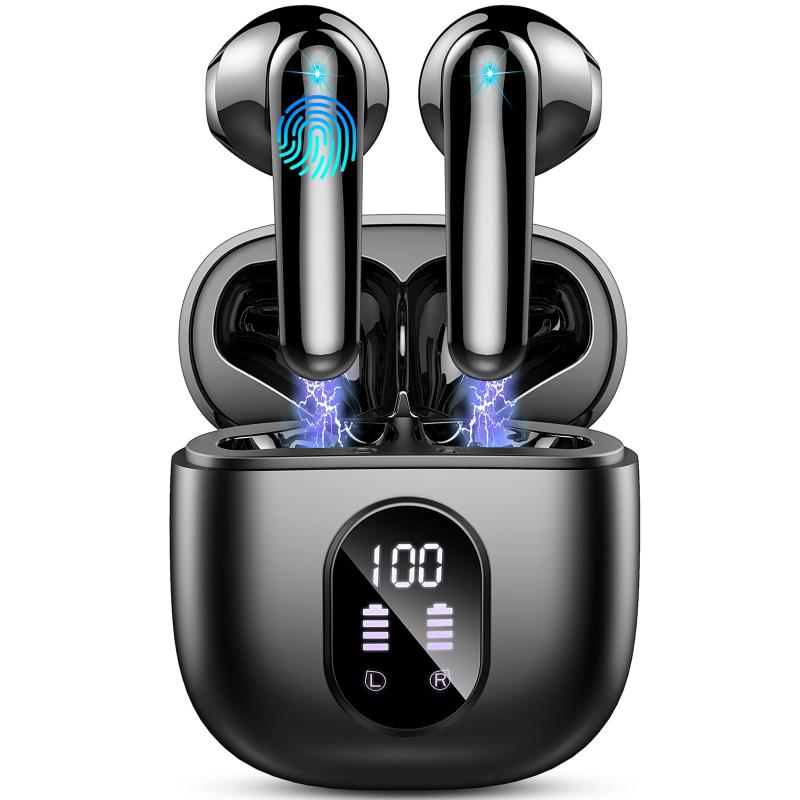 ワイヤレスイヤホン 【2026新登場 Bluetooth5.4】 イヤホン bluetooth 50時間連続再生 LED残量表示 ENCノイズキャンセリング Hi-Fi 完全wireless earbuds IPX7防水 快適装着感 瞬間接続 タッチ操作