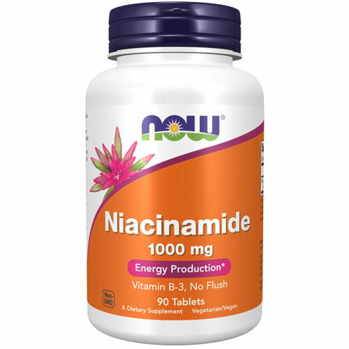 Niacinamide 1000mg 1粒1000mg配合の高含有タイプ！エネルギーが必要な方に ナイアシンアミドは、水溶性でビタミンB群の仲間です。ビタミンB3（ナイアシン）とも呼ばれ、食事に含まれる炭水化物や脂肪、タンパク質を活動のエネルギーとしてスムーズに活用するために欠かせない栄養成分です。 ナイアシンの中でも、一般的にナイアシンアミドはフラッシュ（火照りや紅潮）を起こしにくいナイアシンとして知られており、お肌が敏感な方も続けやすいタイプになっています。 1粒に1000mg配合の高含有タイプです。 お酒のお付き合いが多い方は、ビタミンB3の意識的な補給をおすすめします。 また美容の面でも美しいスベスベキープを心掛けたい方、サラサラでみずみずしい毎日の健康をサポートしたい方の健康管理も応援します。 さらに、心が疲れやすい方のエネルギーチャージ役としても選ばれています。 発売元 NOW(ナウ) 内容量 / 形状 / サイズ 90粒　（約90日分） / ※イラストはイメージで実際のものと色や形は異なります。 摂取目安・使用方法 ・栄養補助食品として1日1粒を目安にお召し上がりください。 ・食品ですのでどのように召し上がっても結構ですが、食後のご摂取をおすすめします。 ※英文ラベル日本語訳 注意事項 ●成人を対象とした商品です。 ●次に該当する方はご摂取前に医師にご相談ください。 ・妊娠・授乳中 ・医師による治療・投薬を受けている ・肝臓疾患、胃潰瘍、糖尿病、痛風などがある ●お子様の手の届かない場所で保管してください。 ●天然由来成分を原料にしております関係上、商品ごとに色味が異なる場合もありますが品質には問題はございません。 ●高温多湿を避けて保管してください。 ※非遺伝子組換え（Non-GMO） ※ベジタリアン・ヴィ―ガン仕様 ※ページ下部に記載の「サプリメント等についてのご注意」も必ずご確認下さい。 アレルギー情報 小麦、グルテン、大豆、牛乳、卵、魚、貝・甲殻類、木の実、ゴマ成分は含まれておりませんが、これらのアレルゲンを含む他の原材料を加工しているGMP認定工場で製造しております。 特記事項 - 成分表示 （1粒あたり） ◆ナイアシン（ナイアシンアミドとして）　1000mg （その他成分） ◆微結晶性セルロース、ステアリン酸（野菜由来）、ベジタリアンコーティング[ヒプロメロースセルロース）、ステアリン酸（野菜由来）、ヒマワリレシチン、クエン酸トリエチル]、二酸化ケイ素 ・広告文責：Suplinx Corp 0120-326-039 ・生産国：アメリカ製 ・商品区分：食品