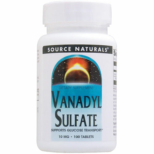 Vanadyl Sulfate 10mg 糖レベルサポートやトレーニング時のエネルギーチャージに バナジル硫酸に含まれる、バナジウムは、インスリンの働きに深い関わりを持つトレースミネラルのひとつ。炭水化物とタンパク質のエネルギーサイクルをサポートし、健康値が気になる方の毎日を応援します。 また、トレーニング時の効率的なエネルギーチャージにも人気が高く、理想的なからだ作りを応援します。 このバナジル硫酸は食事からは摂りにくいバナジウムを1粒に2mg配合し、1日1粒でOK。 効率的に理想的なボディラインに近づきたい方や甘いものや脂っぽいものが好きな方は、ぜひどうぞ。 発売元 Source Naturals(ソースナチュラルズ) 内容量 / 形状 / サイズ 100粒 ※約100日分 / /約10mm×10mm ※イラストはイメージで実際のものと色や形は異なります。 摂取目安・使用方法 ・栄養補助食品として1日1粒を目安にお召し上がりください。・食品ですのでどのように召し上がっても結構ですが、お食事と一緒のご摂取をおすすめします。 ・1日に1粒以上召し上がらないでください。 注意事項 ●摂取目安はお守りください。 ●次に該当する方はご摂取前に医師にご相談ください。 ・妊娠・授乳中 ・妊娠を考えている・血糖値に異常のある方 ・インスリン製剤などの血糖値を下げる医薬品を服用中の方 ・脂質低下剤、抗凝血剤、抗血小板剤の治療・投薬を受けている方●高温多湿を避けて保管してください。 ●お子様の手の届かない場所で保管してください。 ※低アレルギー性※ベジタリアン仕様 ※ページ下部に記載の「サプリメント等についてのご注意」も必ずご確認ください。 アレルギー情報 イースト、乳製品、卵、グルテン、トウモロコシ、大豆、小麦、砂糖、スターチ、塩、保存料、人工着色料、人工香味料、香料は含まれていません。 特記事項 &nbsp; 成分表示 （1粒あたり） ◆バナジル硫酸　　　　10mg （バナジウム 2mg相当） （その他成分）◆微結晶セルロース、ステアリン酸、シリカ ・広告文責：SVSコーポレーション（株） 0120-326-039 ・生産国：アメリカ製 ・商品区分：食品