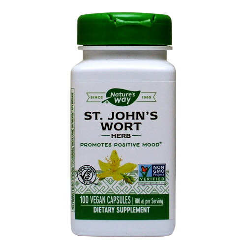 St. John's Wort 天然ハーブで明るく元気に &nbsp; 日本名は弟切草（おとぎりそう）です。 セントジョーンズワートはアメリカ・ヨーロッパでは、数百万の人の明るく元気な気持ちのサポートに役立っています。 ★ この商品によくある質問 ★ 　 1粒あたりヒペリシン、ハイパーフォリン（ヒペルフォリン）の含有量はどのくらいですか？ 　 メーカーで測定しておりません。 発売元 Nature's Way（ネイチャーズウェイ） 内容量 / 形状 / サイズ 100粒　※約25日分/ / 約20mm×7mm ※イラストはイメージで実際のものと色や形は異なります。 摂取目安・使用方法 ・栄養補助食品として1日4粒を目安に、2回に分けてお召し上がりください。 ・少なくとも2ヶ月以上の継続したご摂取をおすすめします。 注意事項 ●次に該当する方はご摂取しないでください。 ・妊娠・授乳中 ・抗うつ薬を服用中 ●医師による治療・投薬を受けている方はご摂取前に医師にご相談ください。 ●摂取後は紫外線（直射日光・日焼け）を過度に浴びることはお避けください。 ●お子様の手の届かない場所で保管してください。 ※非遺伝子組換え（Non-GMO） ※ベジタリアン/ビーガン（ヴィーガン）仕様 ※ページ下部に記載の「サプリメント等についてのご注意」も必ずご確認ください。 アレルギー情報 グルテン、砂糖、塩、イースト、小麦、大豆、とうもろこし、乳製品、人工着色料、香味料、保存料は含まれておりません。 特記事項 - 成分表示 （2粒あたり） ◆セントジョーンズワート　　　　700mg （茎、葉、花） （その他成分） ◆植物由来カプセル（ヒプロメロース）、セルロース ※2019年12月現在 ・広告文責：Suplinx Corp. 0120-326-039 ・生産国：アメリカ製 ・商品区分：食品