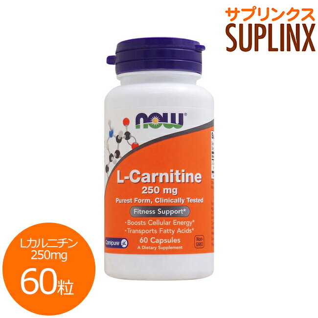 Lカルニチン 250mg 60粒 サプリメント ダイエット ダイエットサプリ サプリ カルニチン now ナウ 栄養補助 栄養補助食品 アメリカ カプセル サプリンクス