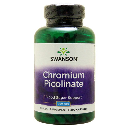 Chromium Picolinate 200mcg クロミウムとピコリン酸を結合した吸収面に自信のあるダイエット系ミネラル！ アメリカのダイエットの定番といえば「クロミウム（クロム）」！ 高脂肪・高コレステの食事を好む方の健康キープをサポートする人気のミネラルです。ピコリン酸と結合してキレート加工したクロミウムは、無駄なく効率的に活躍してくれるといわれています。 発売元SWANSON（スワンソン） 内容量 / 形状 / サイズ200粒　※約200日分/ / 約22mm×6mm※イラストはイメージで実際のものと色や形は異なります。摂取目安・使用方法・栄養補助食品として1日1粒を目安にお召し上がりください。・食品ですのでどのように召し上がっても結構ですが、お食事もしくはお水と一緒のご摂取をおすすめします。注意事項●成人を対象とした商品です。●クロミウムはインスリン感受性を促進したり、血糖値に影響を及ぼしたりする可能性があります。●次に該当する方はご摂取前に医師にご相談下さい。・糖尿病 ・低血糖・医師による治療・投薬を受けている・妊娠・授乳中●お子様の手の届かない場所で保管してください。●高温多湿を避けて保管してください。※ページ下部に記載の「サプリメント等についてのご注意」も必ずご確認ください。 アレルギー情報-特記事項-成分表示（1粒あたり） ◆クロミウム（クロミウム・ピコリネート由来） 200mcg（その他成分） ◆米粉、ゼラチン・広告文責：SVSコーポレーション（株） 0120-326-039・生産国：アメリカ製 ・商品区分：食品※メーカーの規格変更にともない、パッケージ等がWEBご案内内容と異なる商品が届く場合がございます。※スワンソン社の商品は仕様の変更に伴いシュリンク加工（フィルム包装）が無くなりました。