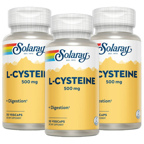 【3個セット】Lシステイン 500mg 30粒（本場米国だけでなく日本でも人気のSolaray） 054-04910 サプリメント 健康サプリ サプリ アミノ酸 SOLARAY ソラレー 栄養補助 栄養補助食品 カプセル サプリンクス