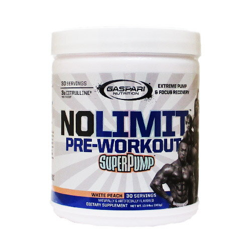 NO LIMIT PRE-WORKOUT ノーリミットプレワークアウトは、日本人のユーザーを対象にRich Gaspari氏とTeam Gaspari Japanメンバーにより特別に開発されました。カフェイン含有量を控えめに保ちつつ、ボディメイクのプロ選手によって監修されたパフォーマンスブースターです。 よりベターなトレーニング経験を提供するために厳選された成分が、あなたのフィットネスジャーニーをサポートします。 ＜ノーリミットプレワークアウトの特長と利点＞ 1）日本人向け配合: 日本人の身体構造とニーズに合わせて厳選された成分配合で、日本のトレーニング習慣に合わせて設計しています。 2）カフェイン控えめ: 高いパフォーマンスを追求する一方で、過度な興奮や不安を引き起こすことのない、適度なカフェイン量が含まれています。スムーズでクリーンなエネルギーブーストを提供します。 3）山岸プロ、Team Gaspari Japanメンバーによる監修: ボディメイクのプロ集団によって監修され、トップアスリートが使用する厳選成分と組み合わせています。プロの視点から設計されたサプリメントで、望みの結果を得られることでしょう。 4）パフォーマンス向上: パフォーマンスを発揮するための必須サポートを提供します。 ノーリミットプレワークアウトは、あなたのトレーニングセッションを次のレベルに引き上げ、理想的な身体を手に入れるお手伝いをします。そのポテンシャルはまさにノーリミット（無限）。健康的なエネルギーと効果的なパフォーマンスを求める方に素晴らしい選択肢です。 発売元 Gaspari Nutrition （ギャスパリニュートリション） 内容量 / 形状 / サイズ 381g （約30回分） ※イラストはイメージで実際のものと色や形は異なります。 摂取目安 ・栄養補助食品として添付スプーン1杯を目安に180～240mlのお水に混ぜてお召し上がりください ・食品ですのでどのように召し上がっても結構ですが、トレーニングの20～30分前のご摂取をおすすめします 注意事項 ●本製品はトレーニング日にのみお召し上がりください ●次に該当する方はご摂取しないでください。 ・18歳未満 ・妊娠・授乳中 ・医師による治療・投薬を受けている ・MAO阻害薬およびその他サプリメント、処方箋薬・市販薬（エフェドリンやスエドエフェドリン、フェニルプロパノアミン、その他刺激成分を含む）を服用中 ●何らかの不調を感じた場合は、摂取を中止し医師にご相談ください。 ●手術の2週間前には本製品の摂取を中止してください。 ●カフェインを含む製品を使用中の方、カフェインに過敏な方は重大な副作用を起こす可能性があります。 ●摂取目安はお守りください。 ●アルコールやその他刺激物との併用はお避けください。 ●高温多湿を避けて保管してください。 ●ベータアラニンはチクチクとした肌の痒みを一時的に引き起こす場合がございますが問題ありません。 ●お子様の手の届かない場所で保管してください。 ※ページ下部に記載の「サプリメント等についてのご注意」も必ずご確認ください。 アレルギー情報 - 特記事項 商品内にスプーンが付属されています。 成分表示 （添付スプーン1杯[約12.7g]あたり） ◆ビタミンB3（ナイアシン） 16mg ◆マグネシウム（クエン酸マグネシウム） 21mg ◆カリウム（クエン酸カリウム） 47mg ◆コリン（重酒石酸コリン） 80mg ◆アドバンスパンプマトリックス　6500mg ・Lシトルリン　3000mg ・無水ベタイン　2500mg ・ベータアラニン　1000mg ◆コグニティブエレベーション＆フォーカスマトリックス 1900mg ・Lチロシン 1000mg ・アルファGPC 50％　300mg （アルファグリセリルホスフォリルコリン50％） ・重酒石酸コリン 200mg ・ビーツ根エキス　200mg ・無水カフェイン　100mg ・テオブロミン　100mg （その他成分） ◆クエン酸、リンゴ酸、天然＆人工香味料、スクラロース、アセスルファムカリウム、二酸化ケイ素 ・広告文責：Suplinx Corp 0120-326-039 ・生産国：アメリカ製 ・商品区分：食品