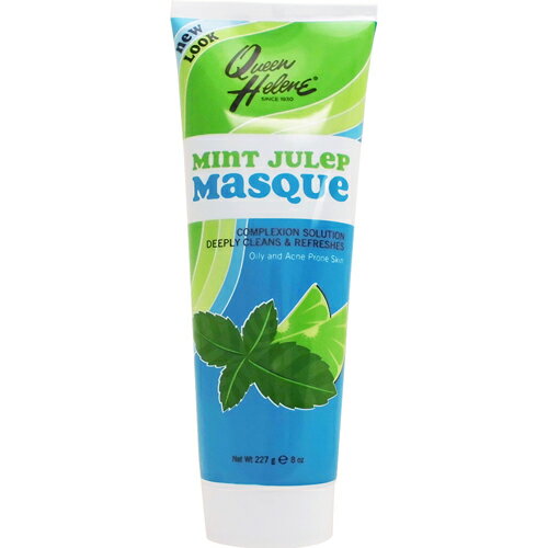 Queen Helene Mint Julep Masque 皮膚科医との共同開発で誕生！ 塗って、はがして、毛穴から爽快のクレイマスク 「ミントジュレ」の名前のとおり、爽快なミントの香りが気持ちいい皮脂・毛穴ケア用マスクです。 皮膚科医との共同開発で誕生。1930年以来のベストセラーとして、今もアメリカの実力派クレイマスク（泥パック）の座を保持しています。 肌にぴったりと密着して余分な皮脂や毛穴の汚れ、黒ずみをキューッと吸着。 べたつくTゾーン、小鼻や頬のひらき毛穴や黒ずみをクリアに洗い流します。 のびがよく、ミント特有のひんやり感が肌に広がる心地よさ。至近距離でも自信がもてるキメの美しさをみちびきます。 発売元 Queen Helene（クイーンヘレン） 内容量 / 形状 / サイズ 227g（8oz.） / ※イラストはイメージで実際のものと色や形は異なります。 摂取目安・使用方法 洗顔後、適量を手にとり、目の部分を避けて顔や首に伸ばして下さい。5〜10分たった後、ぬるま湯で洗い流して下さい。 ※英文ラベル日本語訳 注意事項 ・この商品は外用です。 ・お子様の手の届かない場所で保管して下さい。 ・ご使用後、炎症が生じたら、直ちに洗い流し使用を中止して下さい。 ・開封後は12ヶ月以内にご使用下さい。 ※ノーアニマルテスト商品 ※ページ下部に記載の「サプリメント等についてのご注意」も必ずご確認下さい。 アレルギー情報 - 特記事項 - 成分表示 ◆水 ◆カオリン ◆ベントナイト ◆グリセリン ◆酸化亜鉛 ◆プロピレングリコール ◆スペアミント葉オイル ◆硫黄 ◆メチルパラベン ◆フェノキシエタノール ◆リモネン ◆香料 ◆酸化クロムグリーン（CI＃777288） ・広告文責：SVSコーポレーション（株） 0120-326-039 ・生産国：アメリカ製 ・商品区分：化粧品