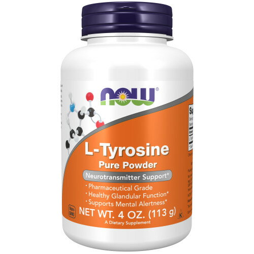 L-Tyrosine100％ Pure Powder たっぷり283回分！ やる気や冴えのためのアミノ酸でほがらかな毎日をサポート チロシンは非必須アミノ酸の一つで、アドレナリンやドーパミンの原料となることから、体を構成する上で重要なアミノ酸として知られています。 「Lチロシン 100％ピュアパウダー」は不純物を含まないピュアなパウダーを使用。アメリカで厳しい品質管理基準の1つとして定められている、ファーマシューティカルグレード規格の高品質です。 大きめなサプリメントが飲みづらい方も、サッとお好みの飲み物に混ぜてお手軽にお召し上がりいただけます。勉強や仕事で忙しいときの冴えキープに！ 発売元 NOW社 容量 113g（4 oz） ※約283回分 形状 サイズ &nbsp; ※イラストはイメージで実際のものと色や形は異なります。 お召し上がり方 栄養補助食品として1回小さじ1/4杯を目安にジュースやお水とご一緒にお召し上がり下さい。 ※英文ラベル日本語訳 注意事項 ●成人を対象とした商品です。 ●次に該当する方はご摂取前に医師にご相談下さい。 ・妊娠・授乳中 ・医師による治療・投薬を受けている ・甲状腺疾患（甲状腺機能亢進症） ・黒色腫（メラノーマ） ・MAO阻害薬を服用中 ・精神安定剤を服用中 ●お子様の手の届かない場所で保管して下さい。 ●開封後は高温多湿を避けて保管して下さい。 ●重量による充填のため、まれに、ボトル内の容積が多かったり少なかったりバラついて見えることがあります。 ※小麦、グルテン、大豆、牛乳、卵、魚、貝類、木の実は含まれておりませんが、これらのアレルゲンを含む他の原材料を加工しているGMP認定工場で製造しております。 ※ページ下部に記載の「サプリメント等についてのご注意」も必ずご確認下さい。 成分表示 （小さじ1/4杯［約400mg］あたり） ◆Lチロシン　400mg ・広告文責：SVSコーポレーション（株） 0120-326-039　・生産国：アメリカ製　・商品区分：食品メーカー規格変更の為、商品のラベルや内容成分が異なる場合がございます。