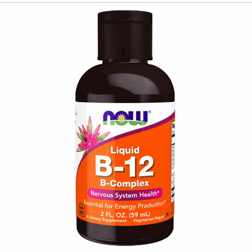 Vitamin B-12 Complex Liquid 体に届きやすい液体タイプのビタミンB群で充実した元気な毎日を♪ &nbsp; &nbsp; ビタミンB12を高含有！不足しがちなベジタリアンの方にもおすすめ &nbsp; 1本で約60日分の高コスパと摂取目安が少量でOKの摂りやすさも人気の秘密♪ &nbsp; GMP認定の優良メーカー製で確かな品質が自慢 &nbsp; NOW社の「リキッドB12 ビタミンBコンプレックス」は、ビタミンB12を中心に計7種類のビタミンB群を含む液体タイプのサプリメントです。1回分で1000mgのビタミンB12を効率良く補えます。1回分の所要量も小さじ1/4杯分と少量でOK！これ1本で約2ヶ月分も使えるお得さも人気の秘密です。 ■ビタミンB群はまとめて補給がおすすめ！ 　 「リキッドB12 ビタミンBコンプレックス」には、ビタミンB12のほかにもビタミンB1やビタミンB2など計7種類のビタミンB群を配合しています。ビタミンB群とも呼ばれるとおり、各ビタミンBがお互いに補完しあって私たちの健康をサポートしますので、複合タイプでの補給がおすすめです。 NOW社の「リキッドB12 ビタミンBコンプレックス」は、液体タイプなので吸収面でも期待でき、タブレットやカプセルが苦手という方にもお手軽にお召し上がりいただけます。さらにアルコールを含まないのでアルコールが苦手な方にもOK。 また、動物由来の成分を含まないのでビタミンB12が不足しがちなベジタリアンの栄養補給にもおすすめです。 メーカーが飲みやすさに改良を加えた「リキッドB12 ビタミンBコンプレックス」を、元気いっぱい充実した毎日を送りたい方や若々しさを目指す方の健康サポートにお役立て下さい。 発売元 NOW(ナウ) 内容量 / 形状 / サイズ 59ml ※約59日分 / ※イラストはイメージで実際のものと色や形は異なります。 摂取目安・使用方法 ・ご摂取前によく振って下さい。 ・栄養補助食品として1日小さじ1/4杯（約1ml）を目安にお召し上がり下さい。 ・食品ですのでどのように召し上がっても結構ですが、お口の中に入れそのまま30秒まってから飲み込んで下さい。 ・朝の補給がおすすめです。 注意事項 ●成人を対象とした商品です。 ●次に該当する方はご摂取前に医師にご相談下さい。 ・妊娠・授乳中 ・医師による治療・投薬を受けている ●お子様の手の届かない場所で保管して下さい。 ●キシリトールが含まれますので、ペットには与えないで下さい。 ●開封後は冷蔵庫で保管して下さい。 ●天然成分を使用していますので色味にばらつきがございます。※ベジタリアン/ビーガン（ヴィーガン）仕様 ※ページ下部に記載の「サプリメント等についてのご注意」も必ずご確認下さい。 アレルギー情報 ※アルコールは含まれておりません。※小麦、グルテン、大豆、牛乳、卵、魚、貝・甲殻類は含まれておりませんが、これらのアレルゲンを含む他の原材料を加工しているGMP認定工場で製造しております。 特記事項 - 成分表示 (小さじ1/4杯[約1ml]あたり) ◆ビタミンC（アスコルビン酸として） 　20mg ◆ビタミンB1（チアミンHCl由来） 0.6mg ◆ビタミンB2（リボフラビン） 1.7mg ◆ビタミンB3（ナイアシンアミドとして/フラッシュフリー） 20mg ◆ビタミンB6（ピリドキシンHCl由来） 2mg ◆葉酸塩　340mcgDFE (葉酸 200mcg) ◆ビタミンB12（シアノコバラミンとして） 　1.0mg（1000mcg） ◆パントテン酸（パントテン酸カルシウム由来）　30mg ◆ステビア葉エキス　　2mg （その他成分） ◆脱イオン水、野菜由来グリセリン、キシリトール、リンゴ酸、天然香味料、ソルビン酸カリウム（保存料として）、ショウガ根、グレープフルーツファイバー、シナモン樹皮オイル ・広告文責：SVSコーポレーション（株） 0120-326-039 ・生産国：アメリカ製 ・商品区分：食品