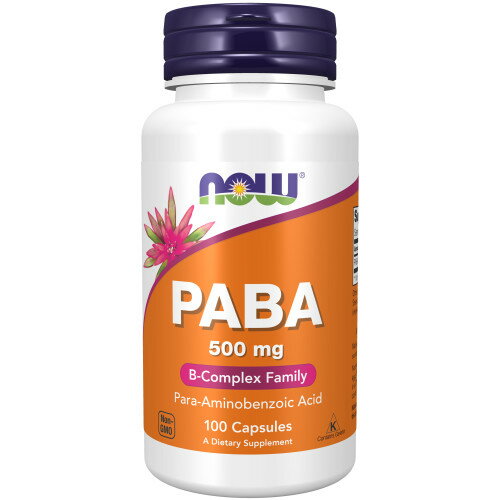 PABA 500mg 外見の美しさはビタミンBのバランスが切り札！ 紫外線や年齢に負けない美をエンジョイ♪ ちょっと聞きなれない名前のPABAはパラアミノ安息香酸の略で、葉酸の構成成分です。 ビタミンBの一種で、体内で葉酸が作られる時に必要とされています。 食品では肉類や穀物に多く含まれ、実は昔から私たちの身近にある栄養素なのです。 ビタミンB群のなかの"美容"担当！？ PABAは、紫外線に負けない美しさを守ったり、黒々としたヘアをキープする役割が期待されています。 美容ビタミンの代表格、ビタミンB群に属し、美しさをキープするうえでの必須成分とされています。 毎日ハッピーで過ごすには、やはり見た目も気になりますよね。PABAは、そんな美容に気を使う方におすすめです。 こんな方に 摂ってほしい！ ・ 外側の美しさは内側から！と考えている ・ 同年代の中で、ひときわ輝きたい ・ 黒く健康なフサフサヘアを目指している ・ 若いころの日焼けがちょっと気になる ・ 含有量や品質にもこだわりたい 優良メーカーで知られるNOW社の「PABA」は、1粒に500mgを含有し、1日に1粒摂ればOKの手軽さも自慢。 米国の品質管理基準（GMP）をクリアした環境で生産され、お値段も良心的。 今まで知らなかった方も、気になっていた方も、ぜひ日々の美容と健康にお役立て下さい。 発売元 NOW社 容量 100粒 ※約100日分 サイズ 約22mm×8mm ※イラストはイメージで実際のものと色や形は異なります。 お召し上がり方 栄養補助食品として1日1粒を目安にお召し上がり下さい。 ※英文ラベル日本語訳 注意事項 スルホンアミド（サルファ剤）との併用はお避け下さい。 ※砂糖、塩、スターチ、イースト、小麦、グルテン、とうもろこし、大豆、牛乳、卵、保存料は含まれておりません。 ※ページ下部に記載の「サプリメント等についてのご注意」も必ずご確認下さい。 成分表示 （1粒あたり） ◆PABA（パラアミノ安息香酸） 　　500mg （その他成分） ◆ゼラチン（カプセル）、ステアリン酸、シリカ、ステアリン酸マグネシウム ・広告文責：SVSコーポレーション（株） 0120-326-039　・生産国：アメリカ製　・商品区分：食品