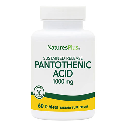 Pantothenic Acid 1000mg Sustained Release 1粒に1000mg高含有！ 無駄なく吸収して毎日のキレイ＆モリモリ元気な健康ライフ パントテン酸はビタミンB5とも呼ばれているB群の1つで、三大栄養素からエネルギーをつくり出すときに欠かせないコエンザイムA（CoA）の構成成分です。栄養面で重要な存在ですが、水や熱に弱く、摂取しても外に出されやすい弱点を持っています。 Nature's Plus社「パントテン酸 1000mg」は1粒に1000mgと高含有！さらに、少しずつ溶けて持続するタイムリリースを採用しています。日々の美容と元気な毎日のために、すみずみで活躍するパントテン酸（ビタミンB5）を1粒でたっぷり補えます。 仕事や勉強を毎日がんばっている方や、つややかな若々しさを目指している方におすすめです。これからも元気なアクティブライフを送りたい方は、ぜひお試し下さい。 発売元 Nature's Plus社 容量 60粒 ※約60日分 形状 サイズ 23mm x 10mm ※イラストはイメージで実際のものと色や形は異なります。 お召し上がり方 栄養補助食品として1日1粒を目安にお召し上がり下さい。 ※英文ラベル日本語訳 注意事項 ・しっかりと蓋を閉め、高温多湿を避けて保管して下さい。 ・お子様の手の届かない場所で保管して下さい。 ※グルテン、人工着色料、保存料、一般的なアレルゲンは含まれておりません。 ※ベジタリアン仕様 ※ページ下部に記載の「サプリメント等についてのご注意」も必ずご確認下さい。 成分表示 （1粒あたり） ◆パントテン酸1000mg （パントテン酸カルシウムとして） （その他成分） ◆ステアリン酸、微結晶性セルロース、ヒドロキシプロピルメチルセルロース、米ぬか、シリカ、ステアリン酸マグネシウム、ファーマシューティカルグレイズ ・広告文責：SVSコーポレーション（株） 0120-326-039　・生産国：アメリカ製　・商品区分：食品