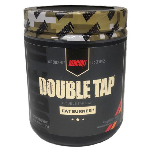 Double Tap Fat Burner 燃焼、エネルギー、集中力！3拍子揃ったファットバーナー 余分なものを燃焼させ、これまで以上に効率的にフィジーク（体格）を整えます。 ダブルタップは食欲の減少、エネルギーの増大、集中力の強化に役立ちます。 【よくある質問】 Q1　女性ですが、ダブルタップを摂取してもよいですか？ A1　もちろんです。ダブルタップはホルモンベースの製品ではないので大丈夫です。 Q2　トータルウォーのようなプレワークアウト製品を取っていて、刺激物過剰になりたくない場合、ダブルタップのようなファットバーナーとどのように付き合っていけばいいでしょうか。 A2　刺激物の過剰を避けるため、ダブルタップは摂取目安の半量から始めてください。また、ダブルタップとトータルウォーの摂取は3〜4時間空けてください。 Q3　ダブルタップをプレワークアウト代わりにトレーニング前に摂取しても良いですか A3　良いです。しかし刺激成分による効果は期待できません。 Q4　毎日1回4粒飲まないといけませんか？ A4　最適な結果を得る為には4粒飲んでください Q5　よくコーヒーを飲むのですが、ダブルタップは摂取できますか？ A5　ダブルタップ摂取中はコーヒーの摂取を制限することを推奨します。またプレワークアウトと同じように時間を空けるのも良い手です。 Q6　睡眠を妨げないためには、いつダブルタップを摂取したら良いでしょうか。 A6　刺激物への耐性は個人差がありますが、もしあなたが刺激物に過敏であれば、16時以降の摂取は控えた方が良いでしょう。それほど刺激物に過敏でなければ就寝の4時間前までに摂取するようにしてください。 Q7　ダブルタップはサイクルで摂る必要はありますか A7　刺激成分を摂る時にサイクルを回すことは良いアイデアです。12週間摂取、4週間休止というサイクルをお試しください。 Q8 ダブルタップは毎日摂った方がいいですか？ A8　もちろんです。継続が成功への鍵です。 A9　ダブルタップに含まれている中心となる燃焼成分は何ですか？ A10 アセチルLカルニチン、グリーンティーエキス、無水カフェインです。　 発売元 Redcon1 (レッドコンワン） 内容量 / 形状 / サイズ 232g　（約40回分） 摂取目安 ・ダブルタップはとても強力なファットバーナーです。まずは起床後の空腹時に添付スプーン1/2杯から始めて耐性を計ってください。 ・耐性が分かった後は、添付スプーン1杯を目安に120〜180mlのお水と混ぜてお召し上がりください。 ・食品ですのでどのように召し上がっても結構ですが、起床後の空腹時のご摂取をおすすめします。 ※英文ラベル日本語訳 注意事項 ●24時間内に添付スプーン1杯を超える摂取はお避けください ●18歳以上を対象とした商品です ●本製品1回分あたり261mgのカフェインを含みます ●次に該当する方はご摂取しないでください ・妊娠・授乳中 ・カフェインやその他刺激成分に過敏 ・市販薬や処方箋薬、その他サプリメントを摂取している ・高血圧症・低血圧症 ・不整脈 ・動悸 ・心臓、肝臓、腎臓疾患がある ・てんかん ・甲状腺疾患、精神病、糖尿病 ・前立腺肥大 ・MAO阻害薬を服用中 ・脱水や高温下に晒されることが多い ●手術の2週間前までには摂取を中止してください ●何らかの副作用を感じた場合はすぐに摂取を止め、医師にご相談ください ●お子様の手の届かない場所で保管してください ●高温多湿を避け15〜30℃にて保管してください ※ページ下部に記載の「サプリメント等についてのご注意」も必ずご確認ください。 アレルギー情報 - 特記事項 - 成分表示 （添付スプーン1杯[約5.8g]あたり） ◆コリン（重酒石酸コリンとして）　305mg ◆アセチルLカルニチンHCL 1000mg ◆グリーンティー葉エキス　500mg ◆ダンデライオン根エキス　200mg ◆無水カフェイン 150mg ◆リンゴ酸ジカフェイン（カフェイン 111mg含有）　150mg ◆ジュニパー果実エキス 150mg ◆テオブロミン　50mg （その他成分） ◆クエン酸、天然＆人工香味料、リンゴ酸、二酸化ケイ素、ケイ酸カルシウム、スクラロース、アセスルファムカリウム ・広告文責：三洋薬品HBC株式会社 0120-326-039 ・生産国：アメリカ製 ・商品区分：食品