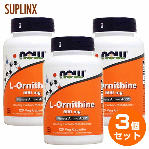 【3個セット】お得サイズ Lオルニチン 500mg 120粒 071-00122 サプリメント 美容サプリ サプリ オルニチン お徳用 now ナウ 栄養補助 栄養補助食品 アメリカ 国外 カプセル サプリンクス 通販 楽天