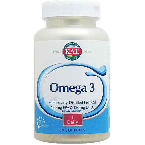 KAL（カル） オメガ3 EPA 180mg DHA 120mg 60粒 サプリメント DHA EPA ソフトジェル Omega3 Distilled Fish Oil 180mg EPA & 120mg DHA