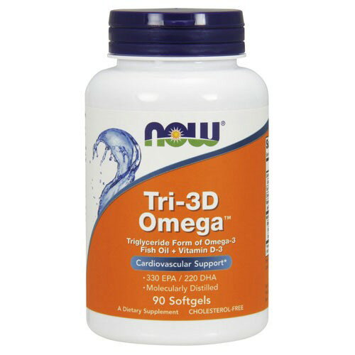 【楽天スーパーSALE特価】NOW（ナウ）トリ3Dオメガ（フィッシュオイル＋ビタミンD） 90粒 DHA EPA ソフ..