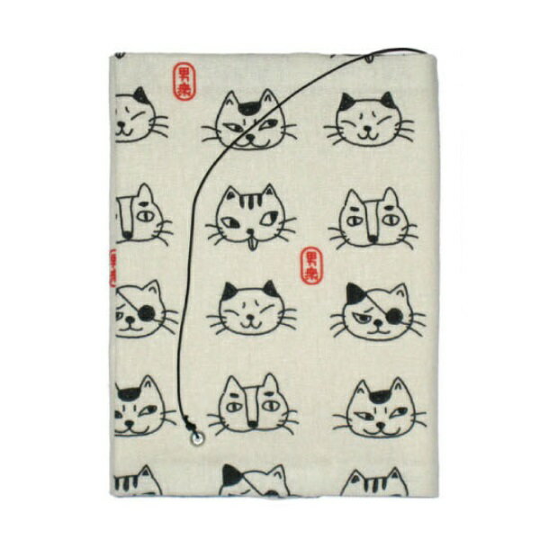 【メール便またはゆうメール 送料200円】 sheepsleep- 和モダンな猫 布のブックカバー 文庫判　和柄男..