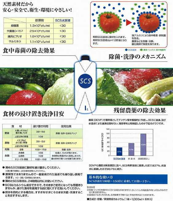 【箱破れ有、処分価格にてご提供!!】天然素材の除菌【野菜用洗浄剤・農薬洗浄剤】SCSエスシーエス洗浄溶液