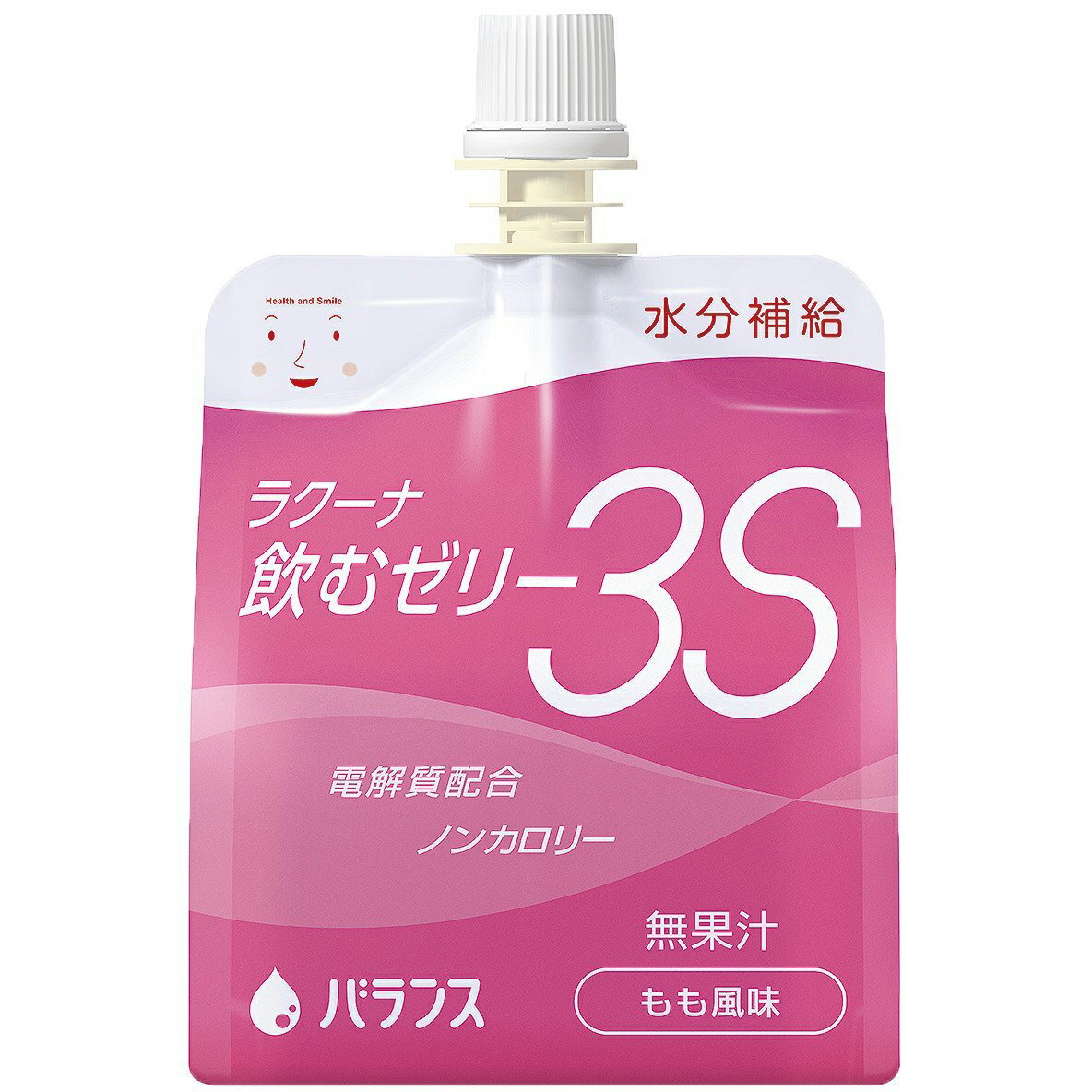 バランス株式会社　ラクーナ飲むゼリー3S（水分補給ゼリー）　もも風味　150g×30袋入(1ケース)＜電解質配合・ノンカロリー・無果汁＞