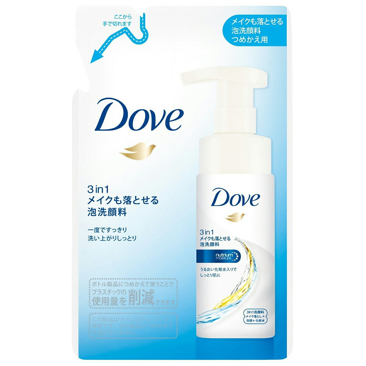 ユニリーバ・ジャパン株式会社Dove（ダヴ） 3in1 メイクも落とせる泡洗顔料[つめかえ用]120ml＜クレンジング+洗顔+化粧水＞＜ナチュラルなホワイトフローラルの香り＞(この商品は注文後のキャンセルができません)