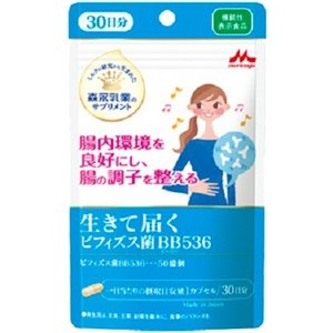 【メール便で送料無料 ※定形外発送の場合あり】森永乳業株式会社 生きて届く ビフィズス菌BB536 ( 30カプセル )【機能性表示食品】＜腸内環境を良好にし、腸の調子を整える＞