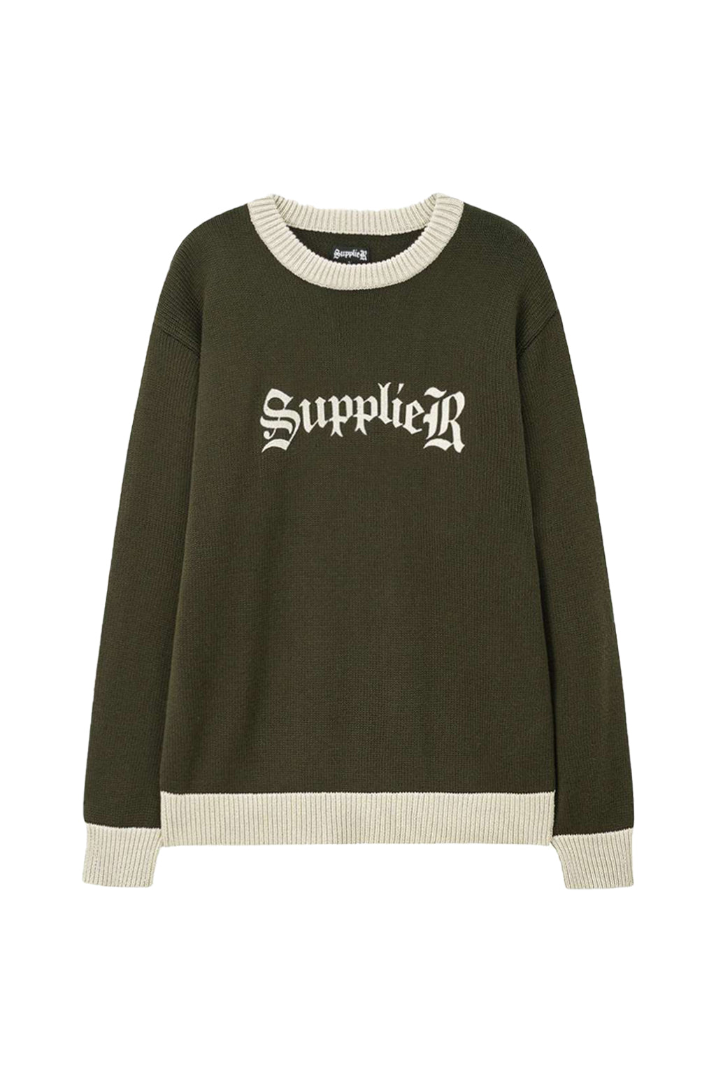 楽天SUPPLIER【30％OFF 楽天限定 |SUPPLIER 公式】Bicolour Logo Crew Knit ストリート ファッション ヒップホップ ダンス 大きいサイズ ゆったり トレンド メンズ レディース