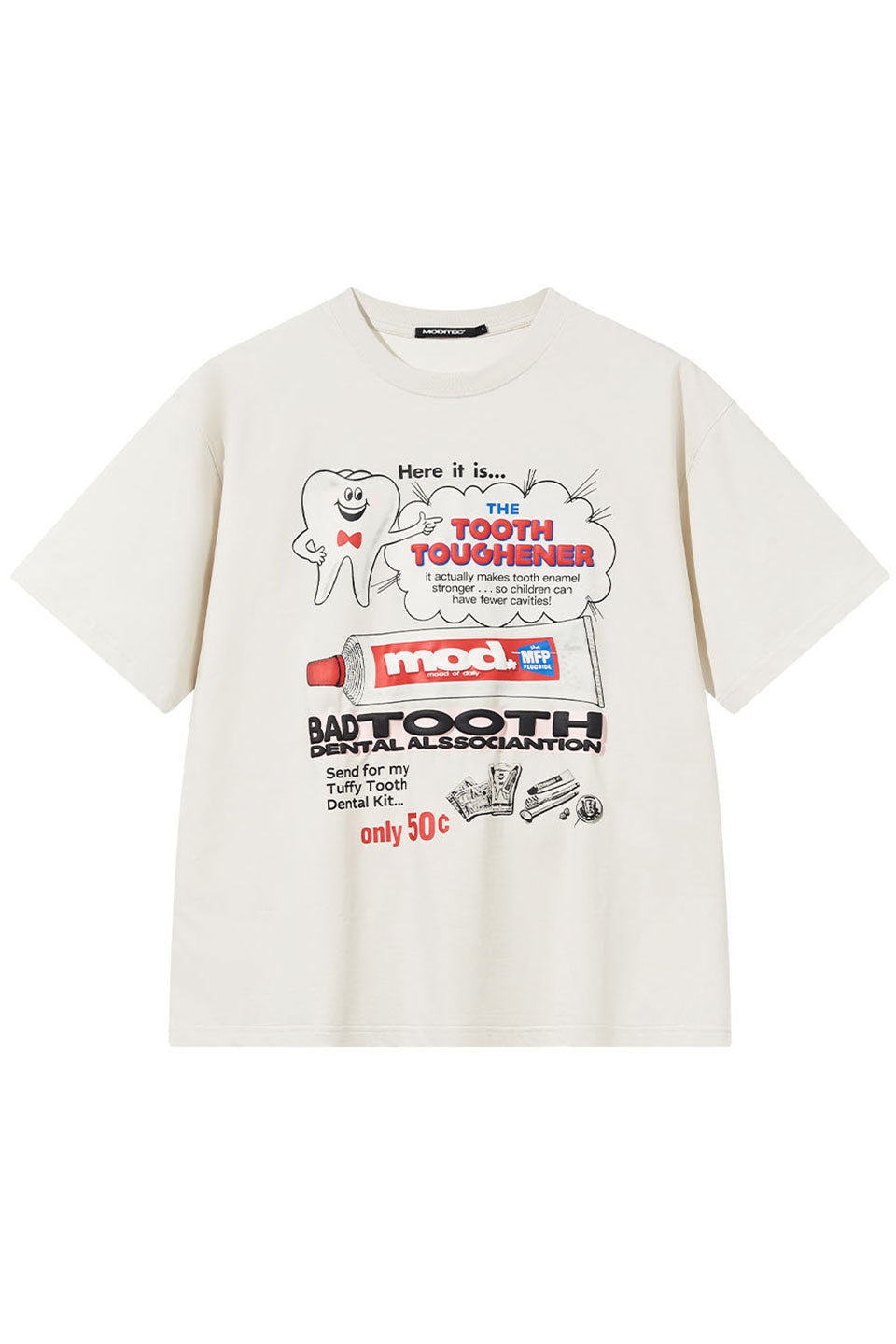 【MODITEC 公式】M toothpaste print short sleeves ストリート ファッション ヒップホップ ダンス 大きいサイズ ゆったり トレンド メンズ レディース