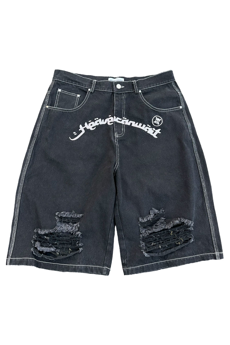 yHeaven Can Wait zDestroyed Denim Shorts Xg[g t@bV qbvzbv _X 傫TCY  gh Y fB[X