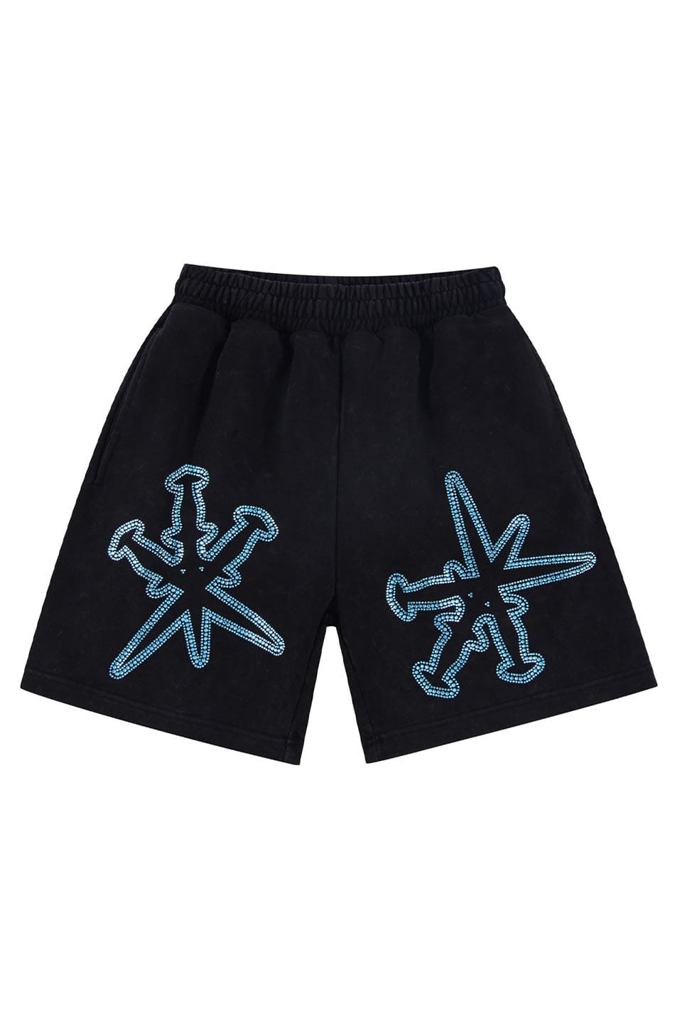 yUnknown London zBlack / Blue Xl Dagger Rhienstone Shorts Xg[g t@bV qbvzbv _X 傫TCY  gh Y fB[X