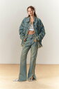 【Dpercent 公式】Denim Suit Wool Split Jeans ストリート ファッション ヒップホップ ダンス 大きいサイズ ゆったり トレンド メンズ レディース