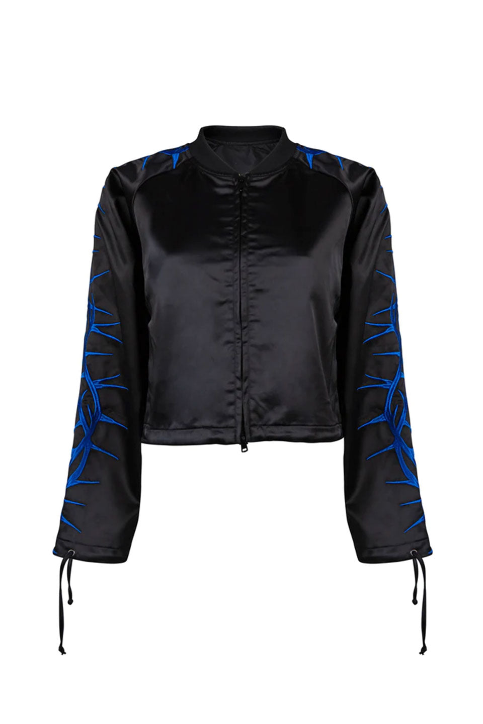 yNILA ILIZA zThorn Graphic Embroidery Satin Jacket Xg[g t@bV qbvzbv _X 傫TCY  gh Y fB[X