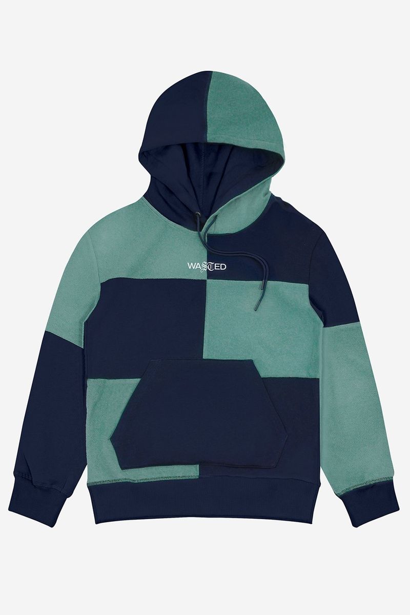 yWASTED PARIS zHoodie Patchwork Blue / Green blue Xg[g t@bV qbvzbv _X 傫TCY  gh Y fB[X