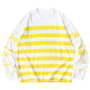 【80 OFF SALUTE公式】Yellow Stripe Ls Tee ストリート ファッション ヒップホップ ダンス 大きいサイズ ゆったり トレンド メンズ レディース