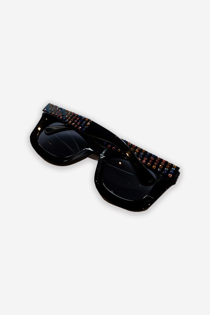 Multi Rhinestone Sunglasses (Black Lens) ストリート ファッション ヒップホップ ダンス 大きいサイズ ゆったり トレンド メンズ レディース