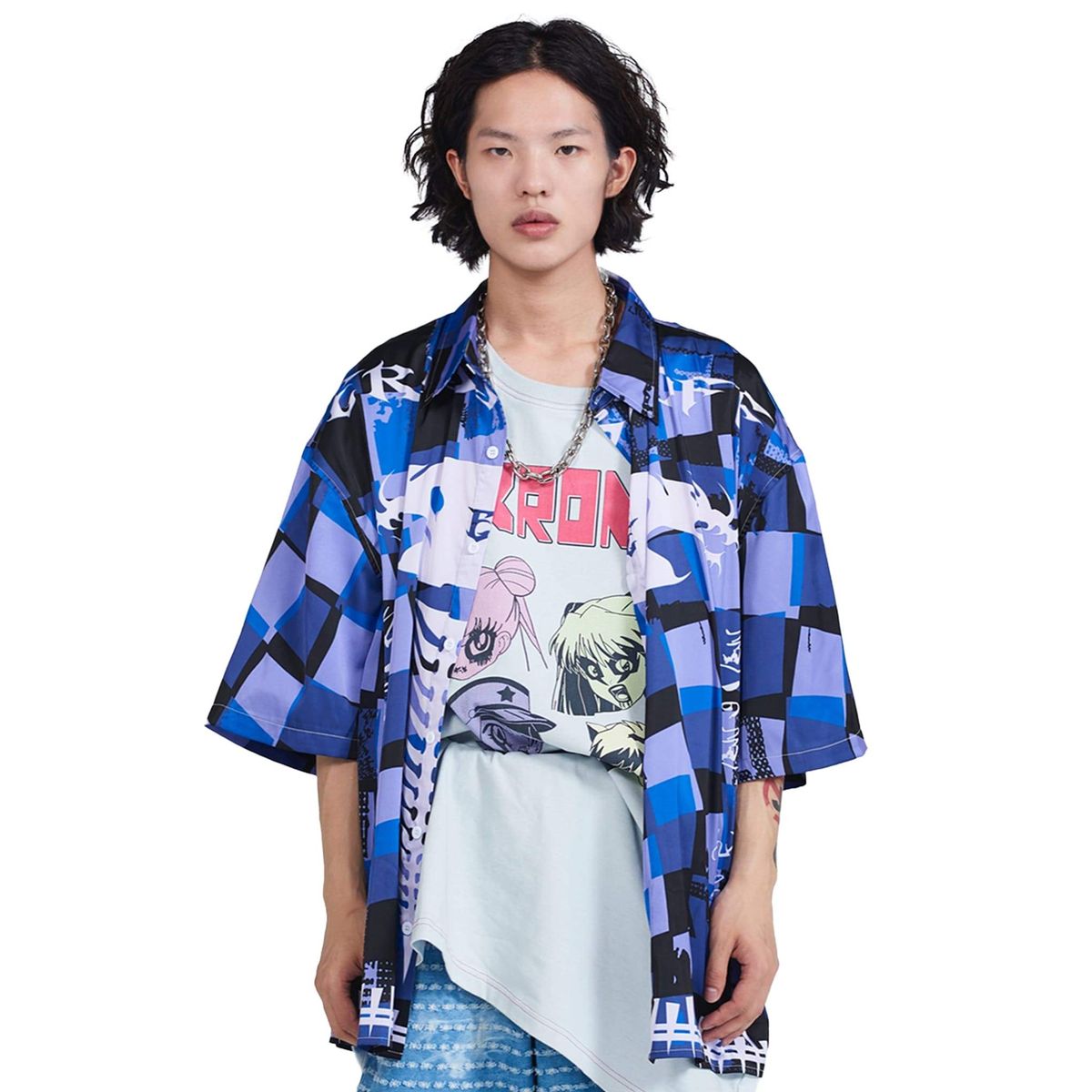 y80%OFF ERISSTOFFzBlue Checkerboard Dragon Shirt Xg[g t@bV qbvzbv _X 傫TCY  gh Y fB[X