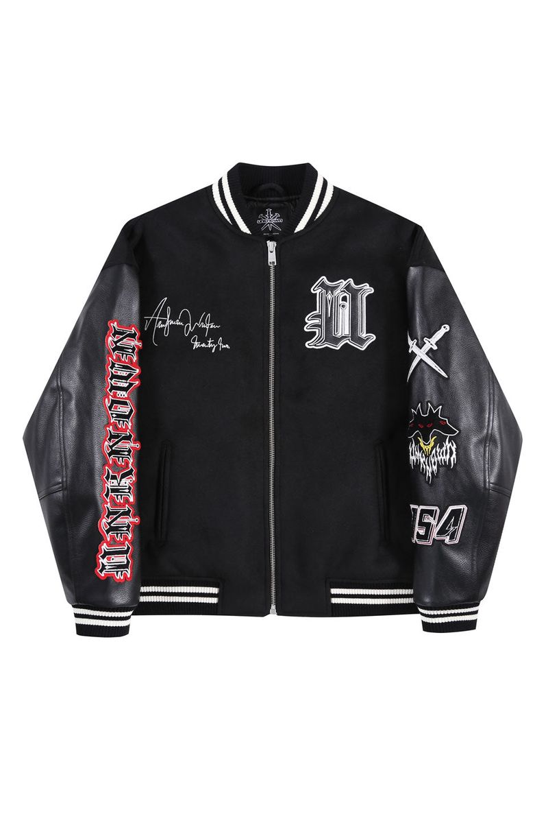 楽天SUPPLIER【50％OFF UNKNOWN 公式】GRAPHIC PATCHES VARSITY JACKET ストリート ファッション ヒップホップ ダンス 大きいサイズ ゆったり トレンド