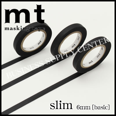 【ネコポス可能】★2016年6月新作★カモ井 マスキングテープ mt slim basic(mt slim J マットブラック)＜6mm幅3巻セット＞ MTSLIM22