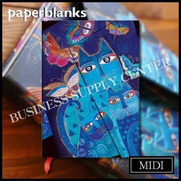 【ネコポス可能】Hartley&Marks社 paperblanks(ペーパーブランクス) ノートブック ローレル・バーチ 幸せを運ぶ猫たち 水面に映る猫と蝶々＜MIDI 130×180mm/160P/横罫＞ PB3978【10P24Feb18】