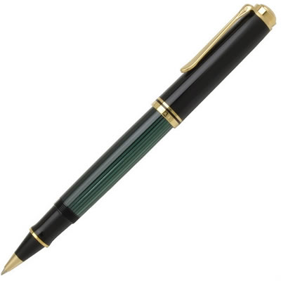 ペリカン ボールペン 【送料無料】ペリカン ローラーボール スーベレーン R800 ブラック/グリーン 緑縞 グリーン縞