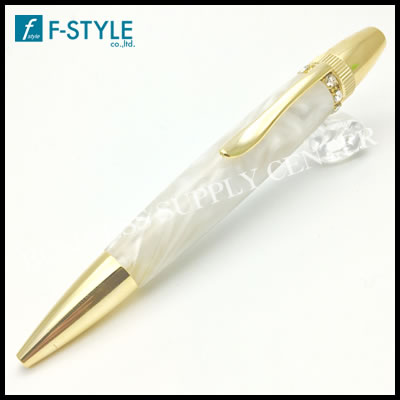 楽天ビジネスサプライセンター【送料無料】F-STYLE（エフスタイル） Acrylic&Ring White スワロフスキーTop ボールペン ホワイト TAS1700