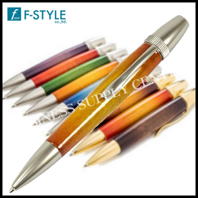 楽天ビジネスサプライセンター【送料無料】F-STYLE（エフスタイル） Air Brush Wood Pen San Burst Candy Color/YE（キャンディカラーギター塗装） カーリーメイプル イエロー ボールペン TGT1611