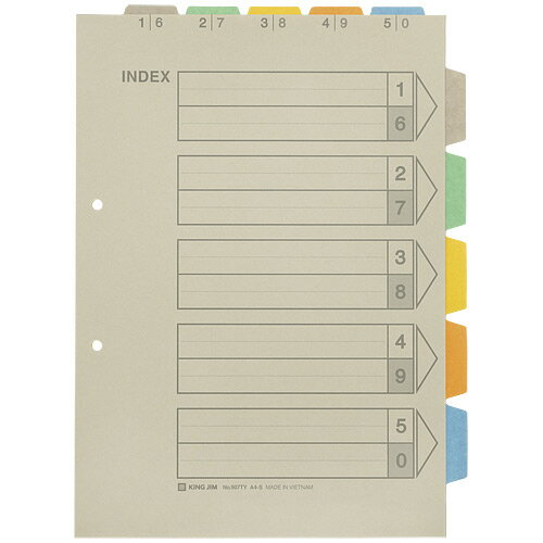 キングジム　カラーインデックス　A4タテ　5山タイプ　1パック5組入　907TY-5K