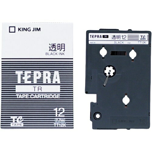 キングジム　テプラTRテープ TT12K 透明に黒文字 12mm