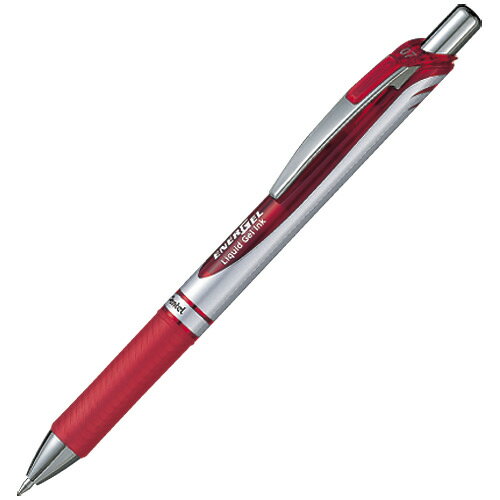 ぺんてる ゲルインキボールペン エナージェル シルバー軸 ENERGEL 0.7mm 赤 BL77-B