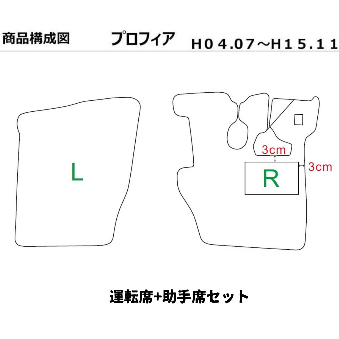 【送料無料】トラックマット 日野 プロフィア H04.07- 3色 運転席 床マット 足マット カーマット お掃除 クリーンマット グランドプロフィア 17プロフィア 運転席 助手席 セット 現行 新型 コイル 2