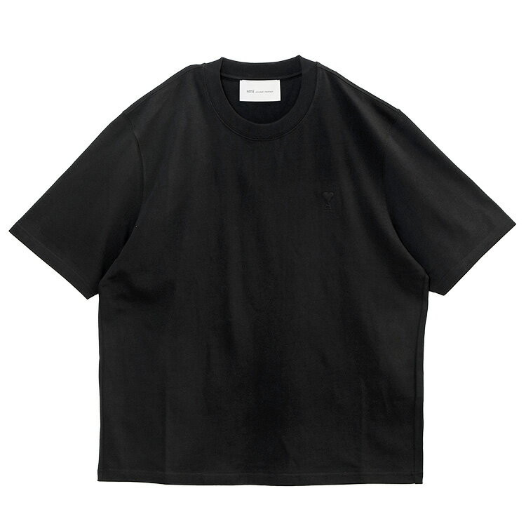 樂天商城 - アミ AMI Paris Ami de Coeur エンボス Tシャツ UTS341.726-001：ブラック【新作】