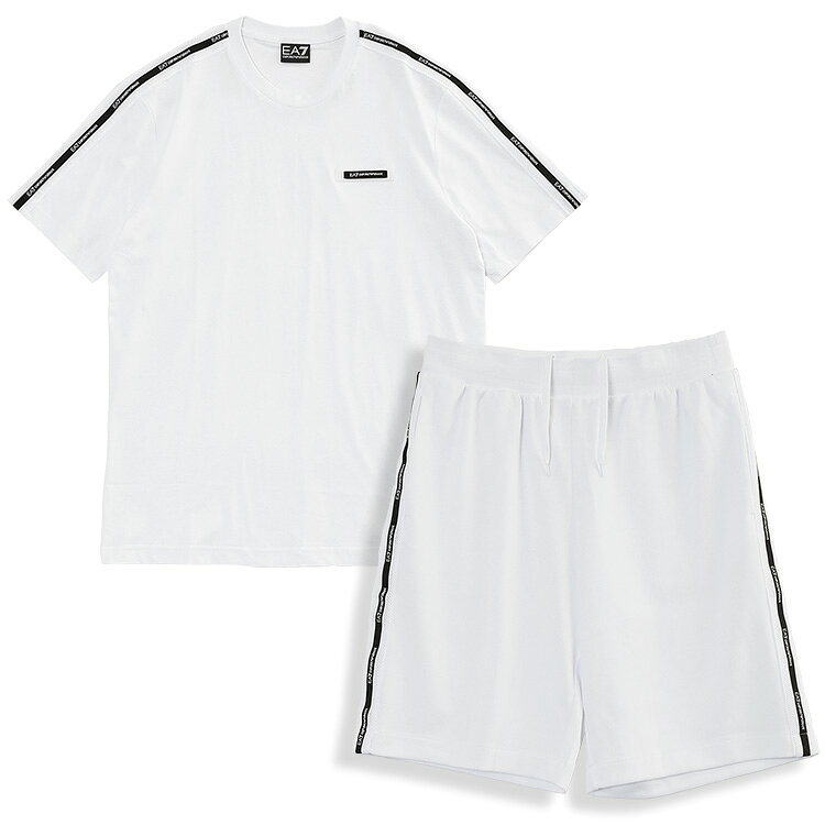 ブランドエンポリオ アルマーニ EMPORIO ARMANI 商品番号7M001476/7M001481-AF10375 素材トップス：コットン100%、ボトムス：コットン63%＋ポリエステル37%、テープ：ポリエステル100% カラーU0002 仕様トップス：クルーネック、半袖、胸元にコントラストカラーのEA7ロゴ、肩部分にロゴテープ、ボトムス：ウエストゴム＋ドローコード、サイドポケット 生産国CAMBODIA 付属品商品タグ ◆エンポリオ アルマーニ EMPORIO ARMANI◆都会的な雰囲気を漂わせる、柔らかなコットン素材を使用したクルーネックTシャツとドローストリングウエストとサイドポケットを備えた、肌触りの良いコットン混インターロック素材のバミューダショーツ。肩部分にはロゴテープ、胸元にはコントラストカラーのEA7ロゴ、両サイドにメッシュインサートとロゴテープがあしらわれています。 サイズ(cm)肩幅身幅着丈袖丈 M47557023 L50597023.5 XL50607124 XXL52617225 XXXL54647425 ----- サイズ(cm)平置内周股上股下渡幅裾幅 M418431.5243431 L43893324.53833 XL449233253933 XXL479734263933 XXXL48101352647135 ------- !!　Attention　!! サイズがご不安な方は事前にお問い合わせ下さい。◆エンポリオ アルマーニ EMPORIO ARMANI◆セットアップ Logo Series7M001476/7M001481-AF10375 U0002