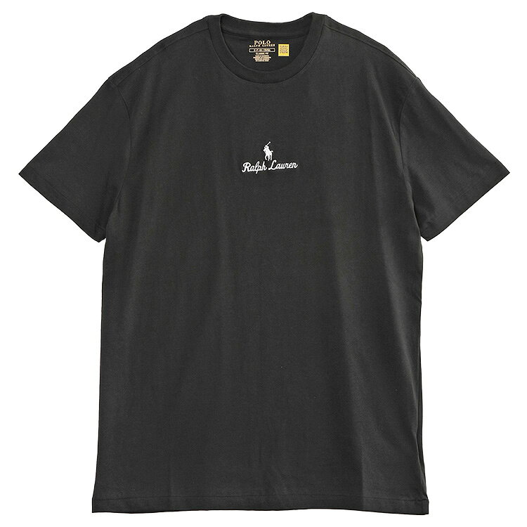 ポロ ラルフローレン POLO RALPH LAUREN ロゴ エンブロイダリー クルーネック Tシャツ 710981370-001：ブラック【新作】