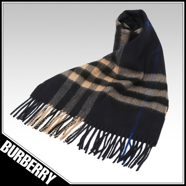 バーバリー BURBERRY カシミア マフラー 8022346-A7806 INDIGO/MID CAMEL[ギフト]