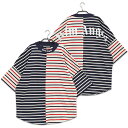 パーム エンジェルス Palm Angels Tシャツ MIX STRIPES LOGO OVER TEE PMAA071S22JER001-4525【新作】